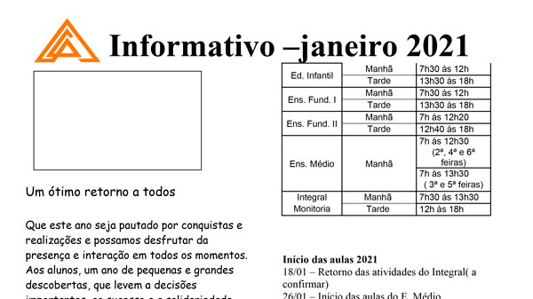 Leia mais sobre o artigo Informativo Janeiro 2021