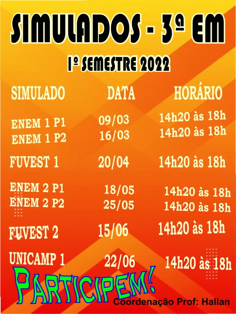 Simulados 1º semestre Colégio Castro Alves
